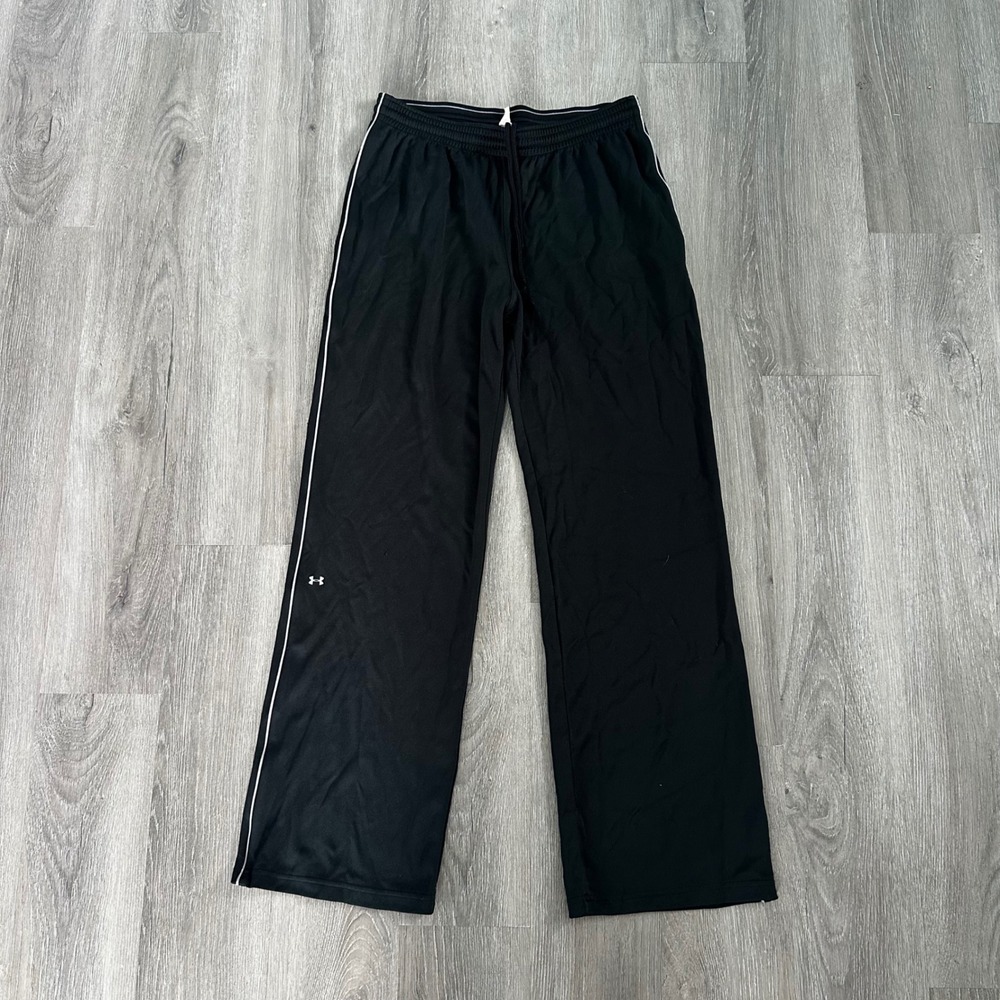 Under Armour Track Pants Mens M Black Good AllseasonGear Side Stripe 1248676